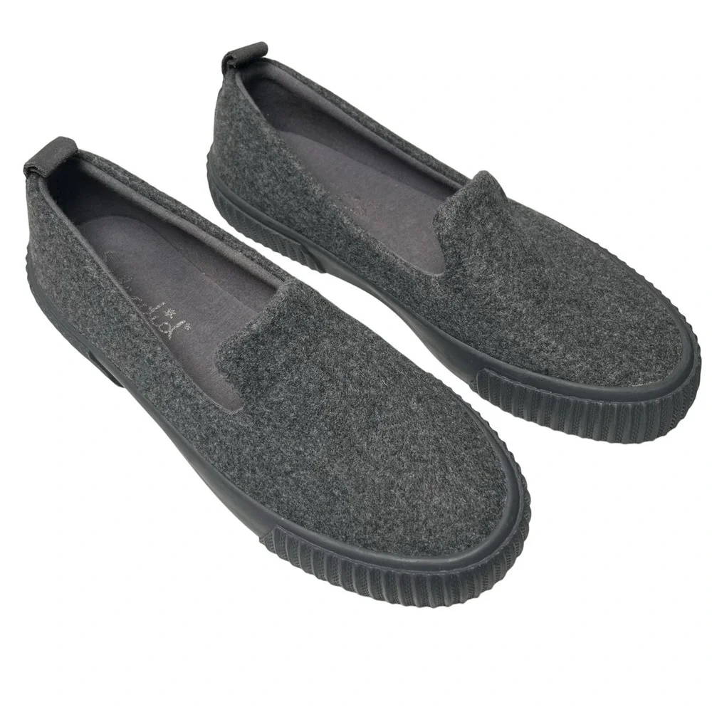 Splendid Women's Gray‎ Tulia Slip On Sneakers Sz 6.5 Felt Upper Comfy Cozy Warm